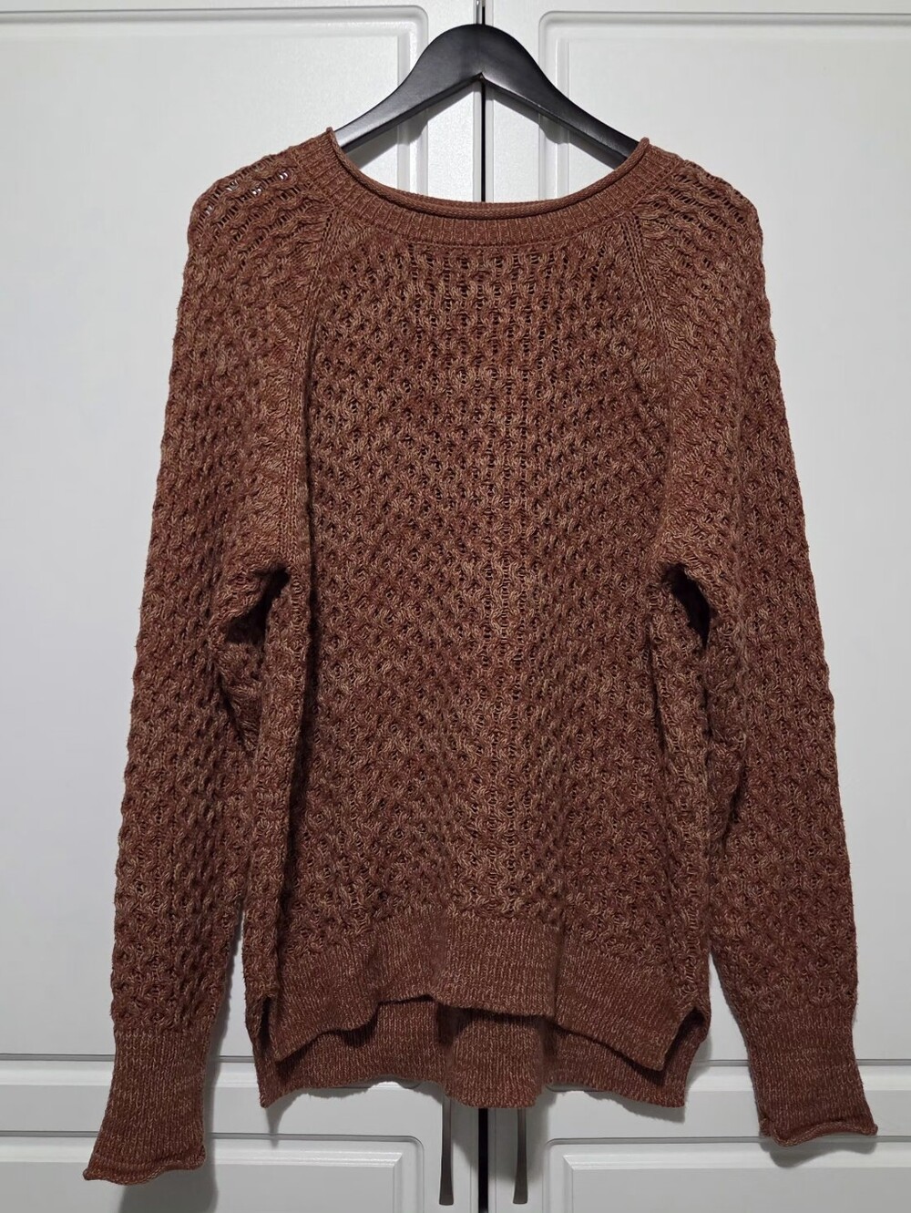 Time and Tru Rust Brown Marled Textured Knit Soft Cozy Crewneck Pullover Sweater